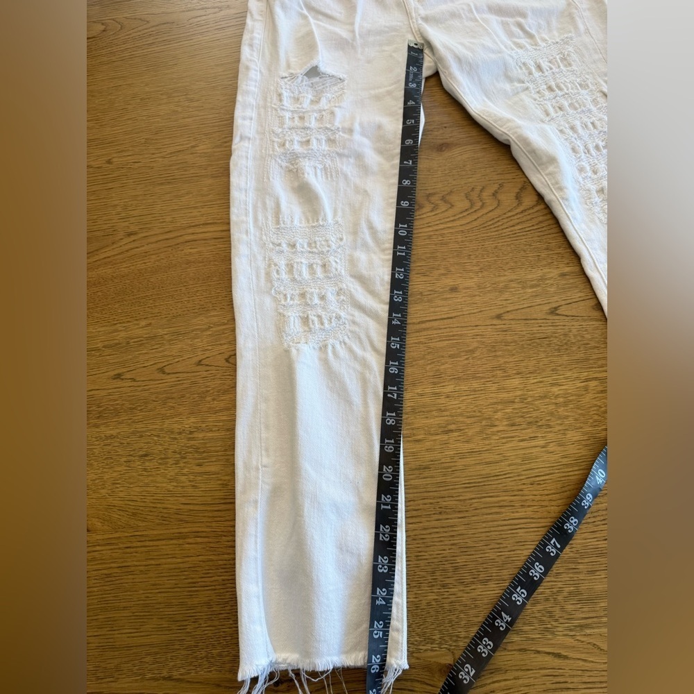 Frame Denim Le Boy White Distressed Ankle Jeans Sz 27 - Picture 5 of 12
